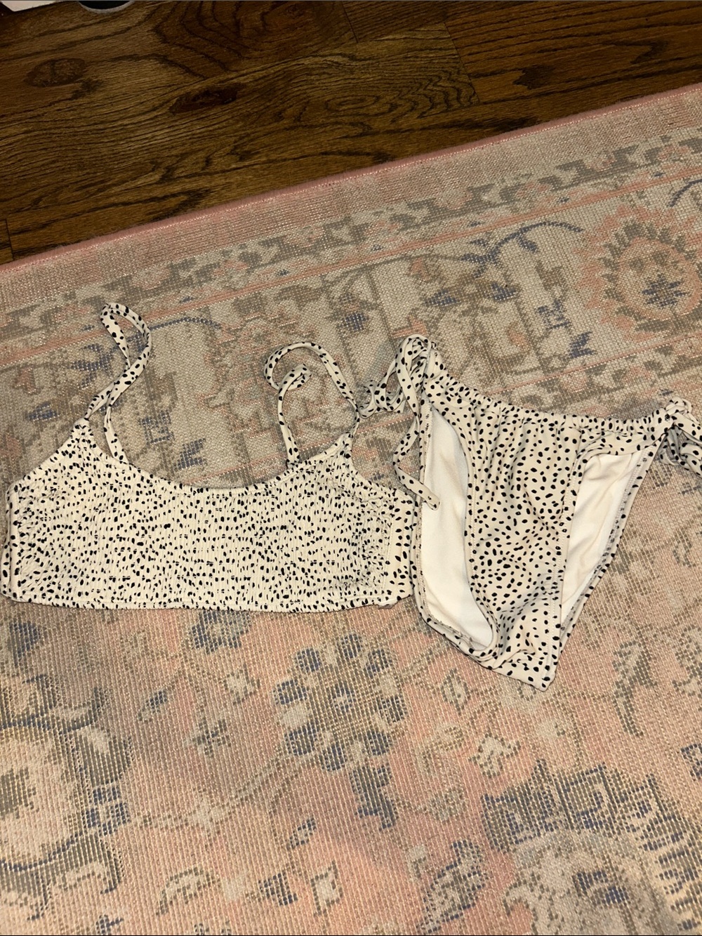 Xhilaration White Bikini with Black Speckle Print